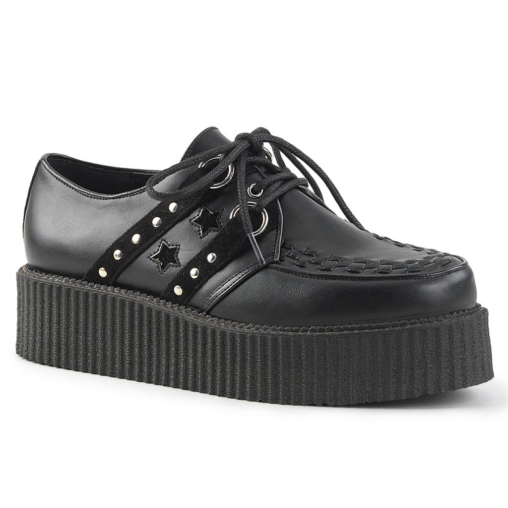 Creepers Demonia V Creeper 538 Vegan Cuir Homme - Noir 53479-HRGV